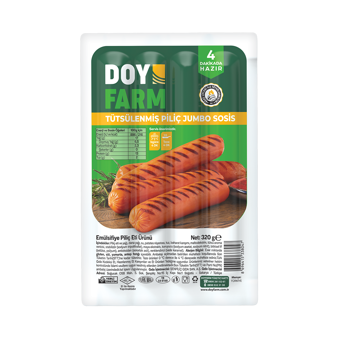 Tütsülenmiş Jumbo Sosis - 320 Gr