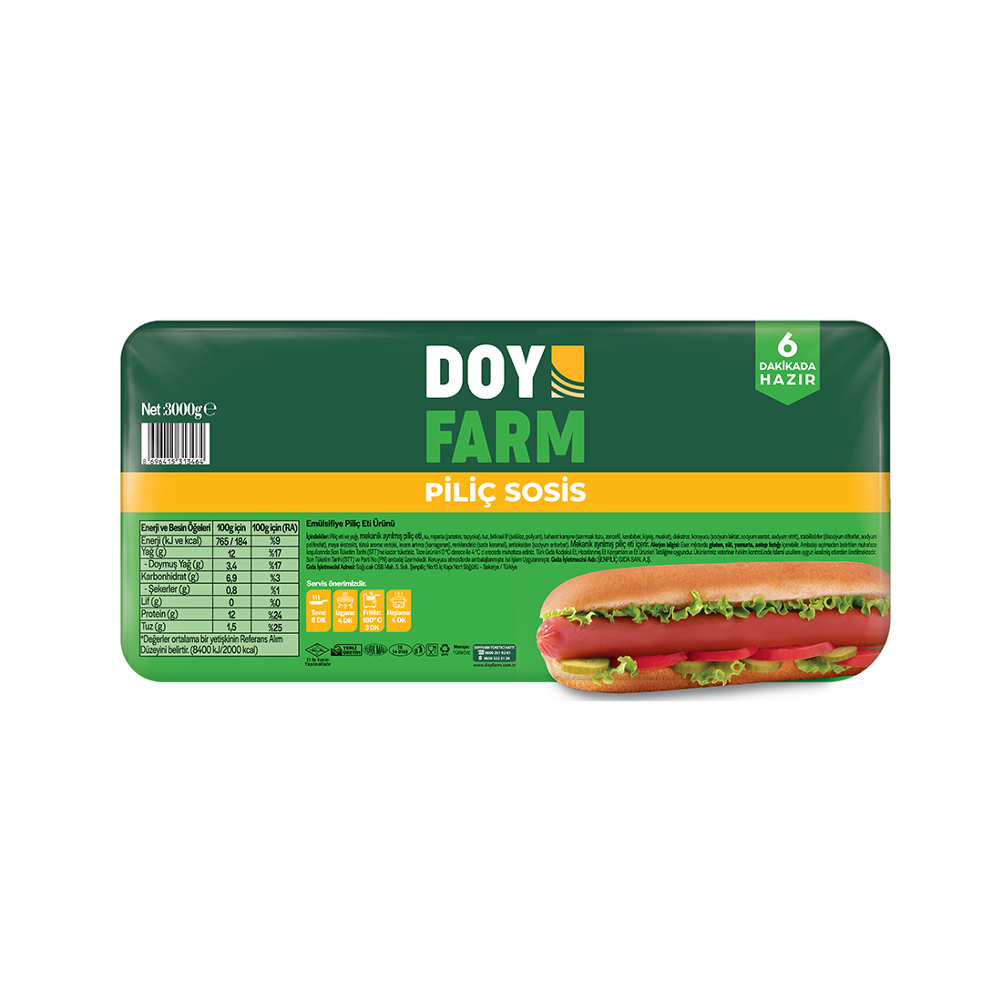 Piliç Sosis - 3000 Gr