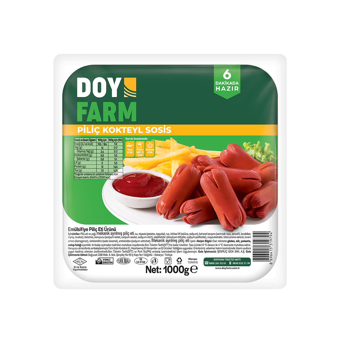 Piliç Minik Sosis - 1000 Gr