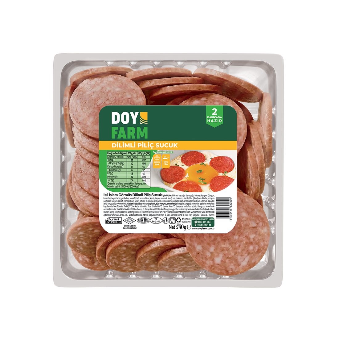 Piliç Dilimli Sucuk - 750 Gr