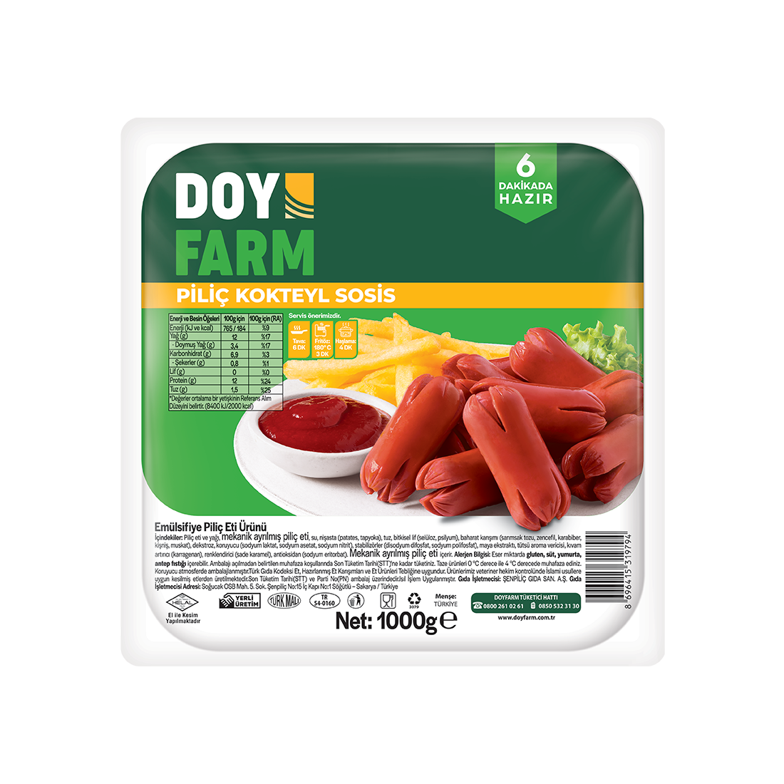 Piliç Minik Sosis - 1000 g